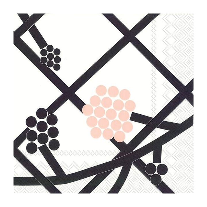 Hortensia servietter 40 x 40 cm 20-pakning - Hvit-svart - Marimekko