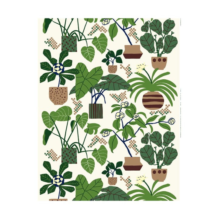 Ikkunaprinssi stoff - Off-white-green-brown - Marimekko