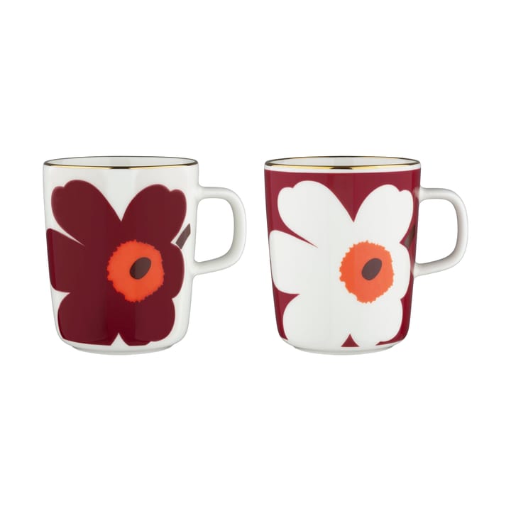 Juhla Unikko kopp 25 cl 2-stk. - White-burgundy-gold - Marimekko