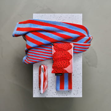Kaksi Raitaa håndkle blå-rød - 30x30 cm - Marimekko