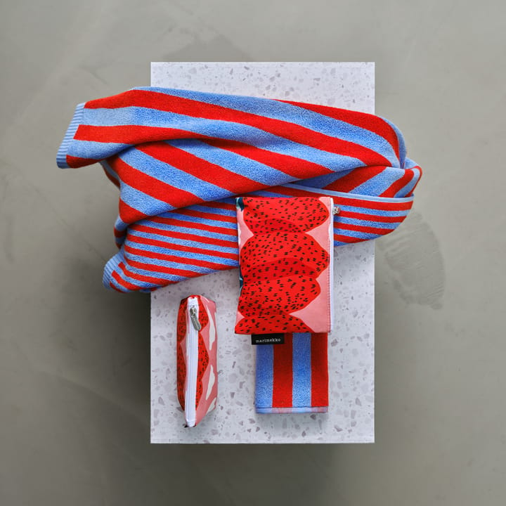 Kaksi Raitaa håndkle blå-rød - 70x150 cm - Marimekko