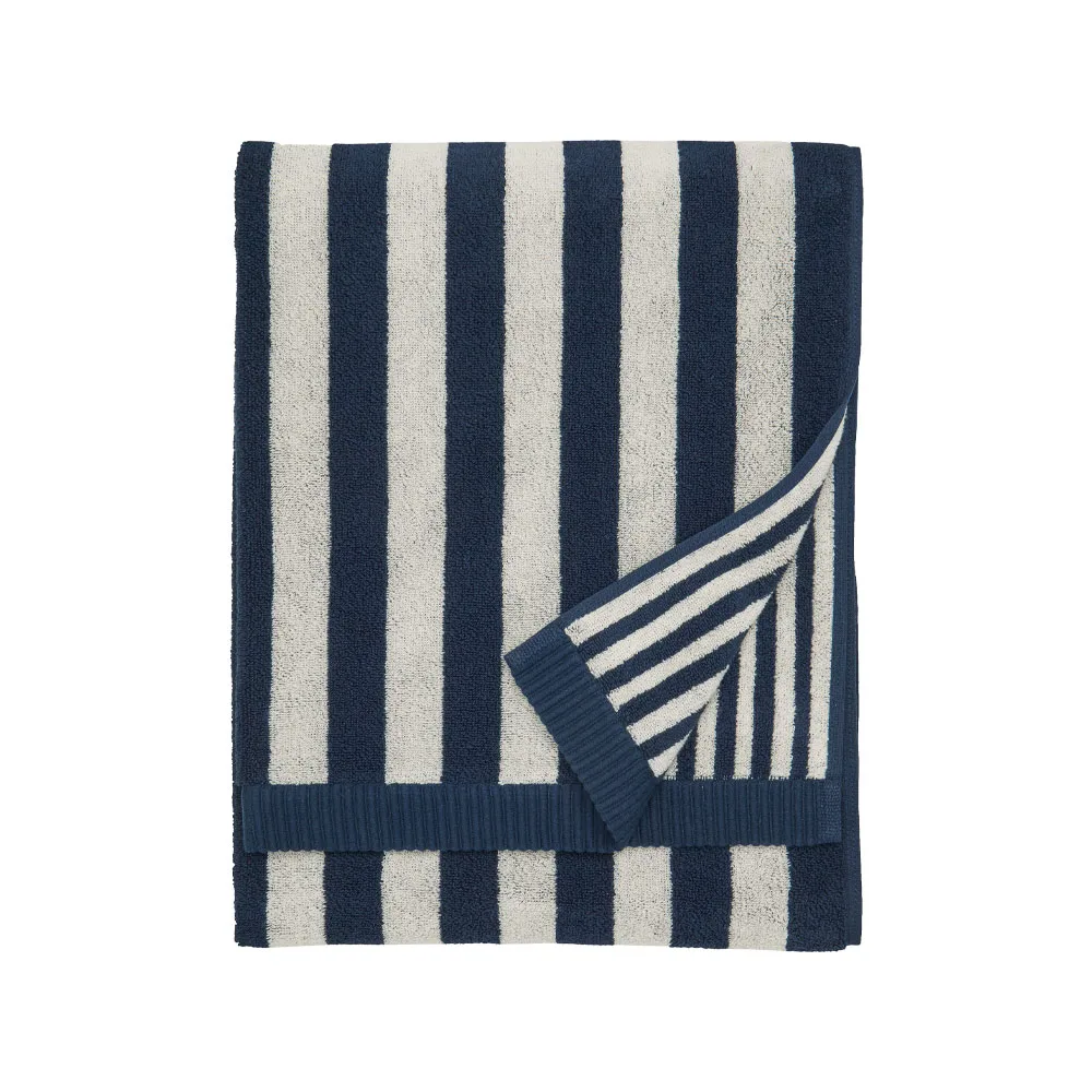 Kaksi Raitaa sand-dark blue, 70 x 150 cm Marimekko