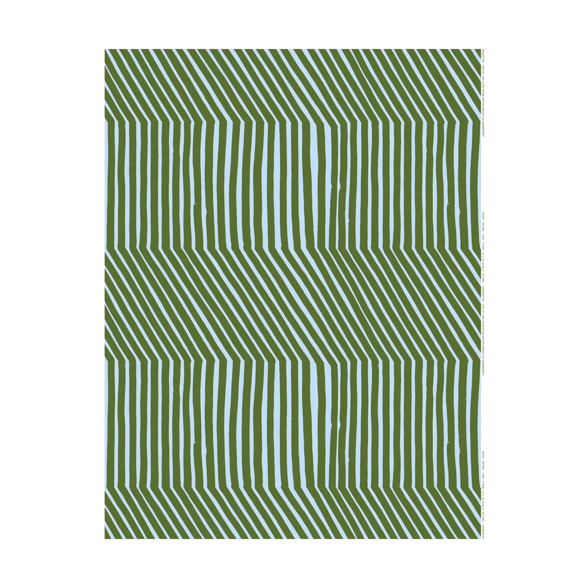 Kalasääski bomullsstoff, Forest green-light blue Marimekko