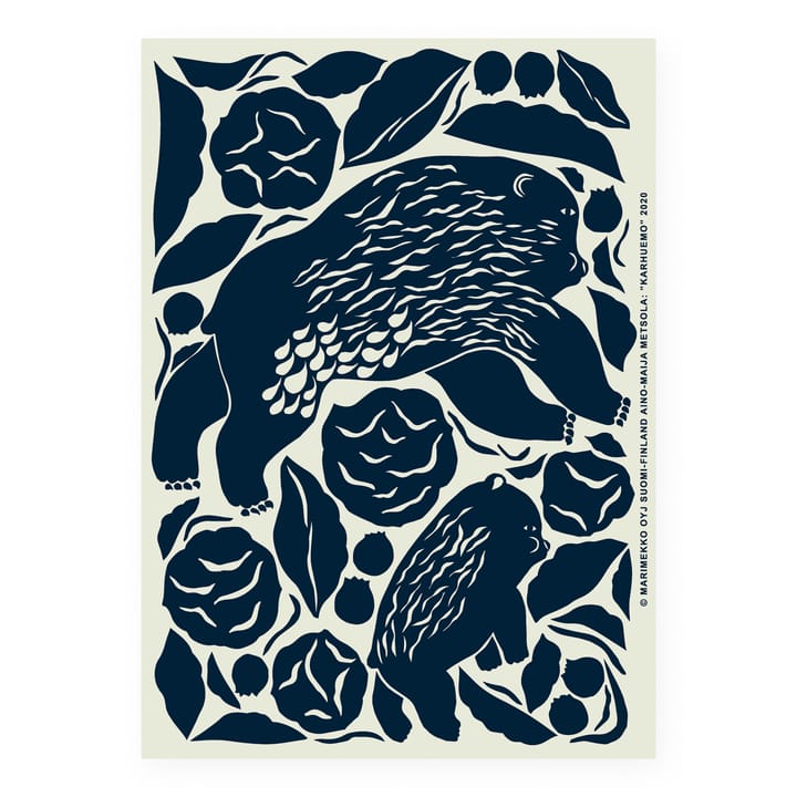 Karhuemo plakat 50 x 70 cm - Mint-dark blue - Marimekko