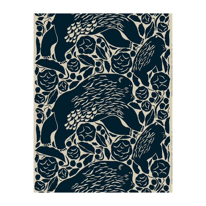 Karhuemo stoff bomull-lin, Mørkeblå Marimekko