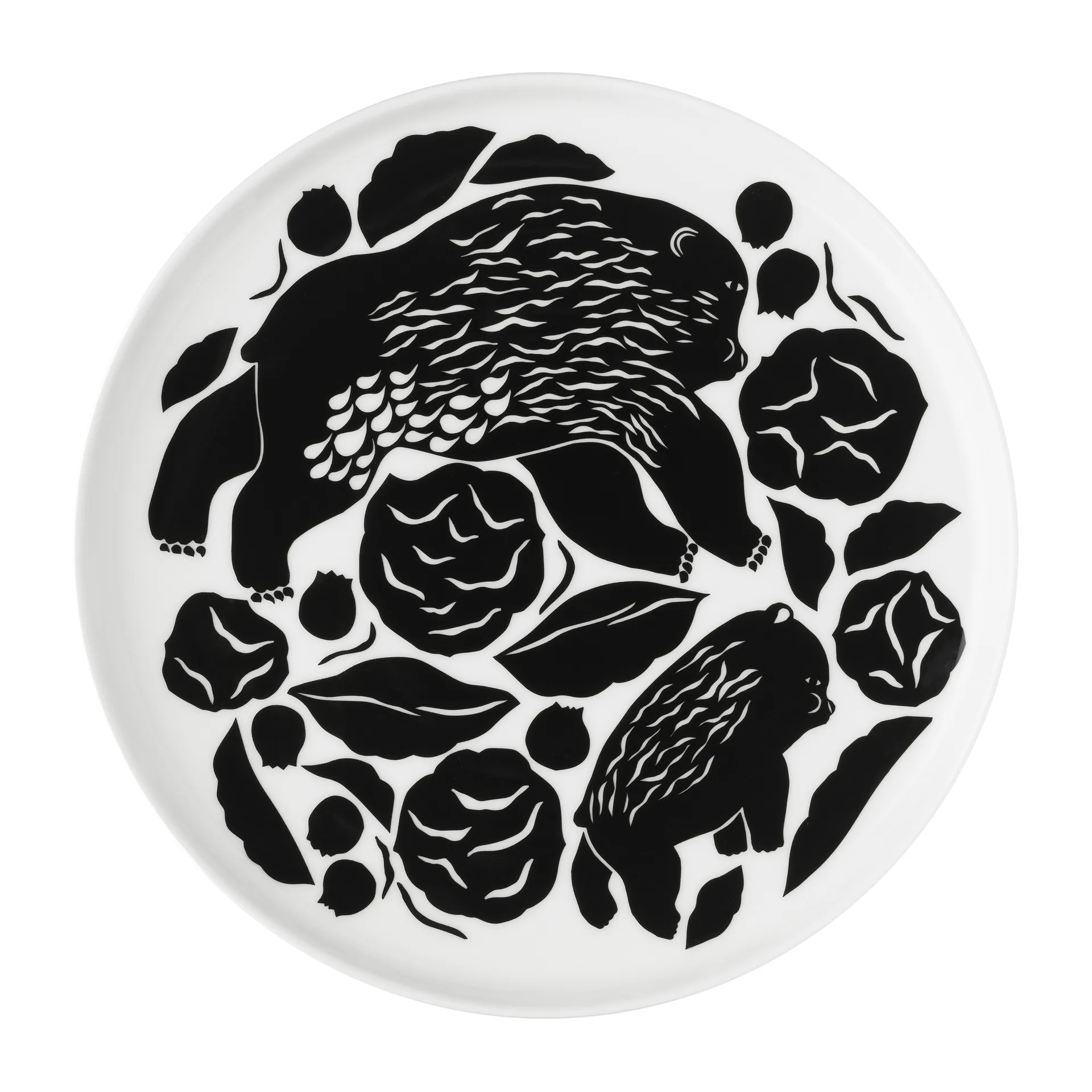 Karhuemo tallerken Ø 20 cm, Hvit-mørkegrønn Marimekko