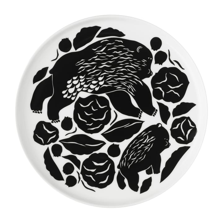 Karhuemo tallerken Ø 20 cm, Hvit-mørkegrønn Marimekko