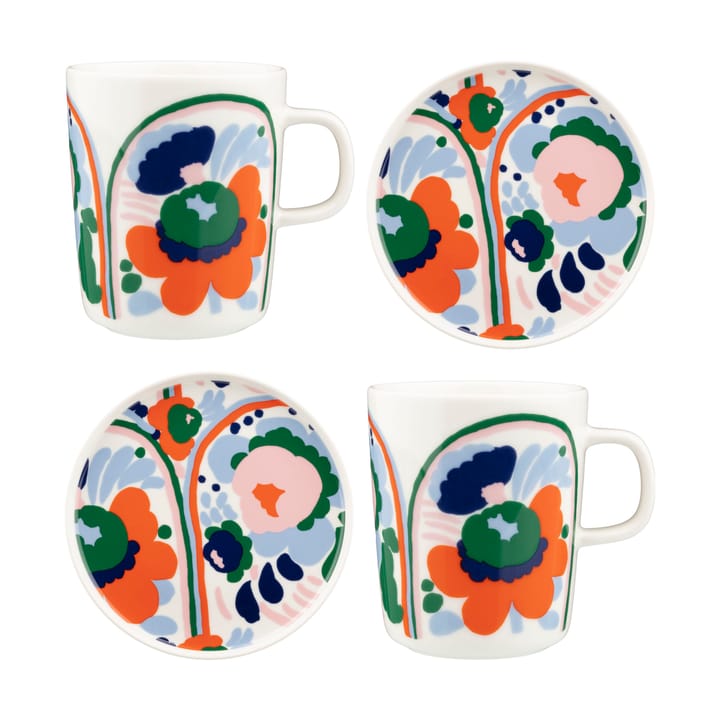 Karuselli servise 4 deler - White-orange-blue-emerald - Marimekko