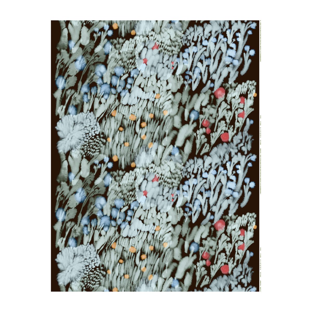 Bilde av Marimekko Kuisma tekstil Mørkebrun-rød-blå