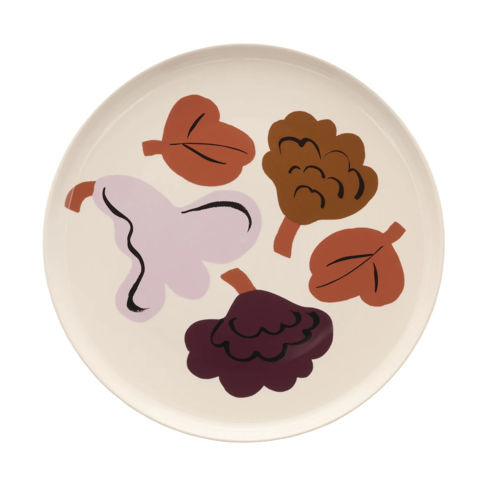 Kukasta Kukkaan middagstallerken, Steintøy-plomme-bronse-terrakotta Ø20 cm Marimekko