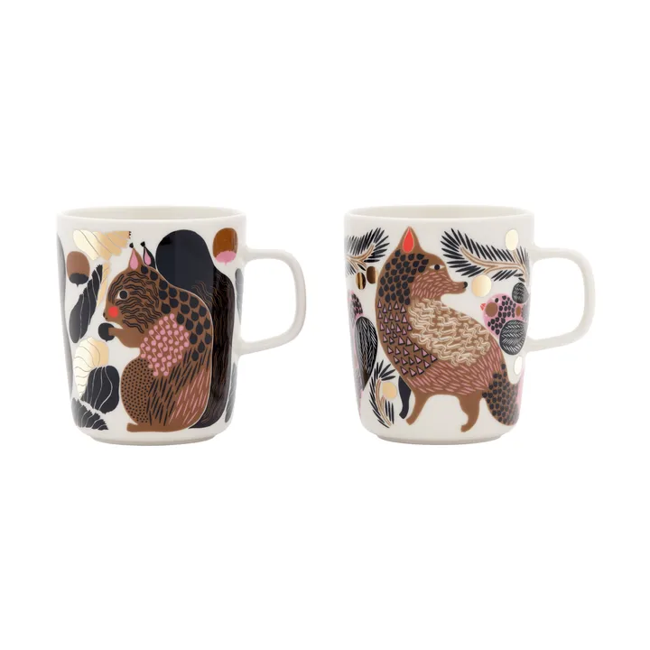 Kurre Ketunmarja krus - White-multicolour-gold, 25 cl, 2-pakning - Marimekko