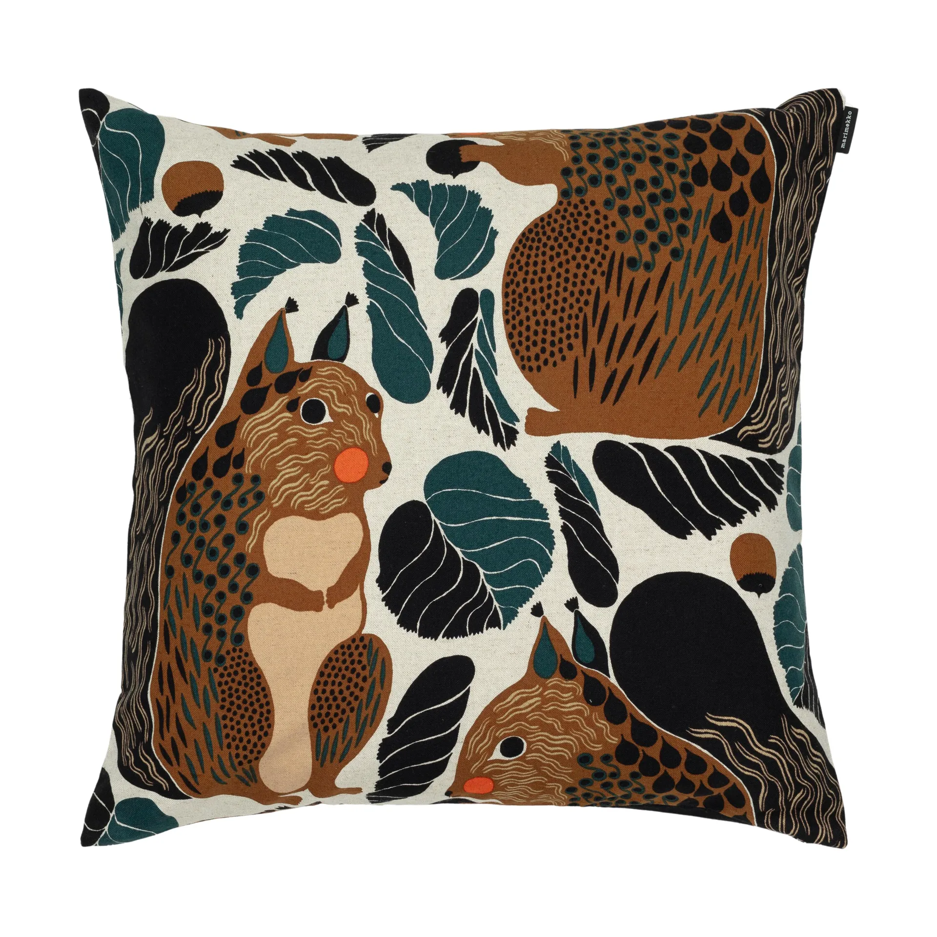 Kurre putetrekk 50x50 cm, Linen-brown-black-red Marimekko