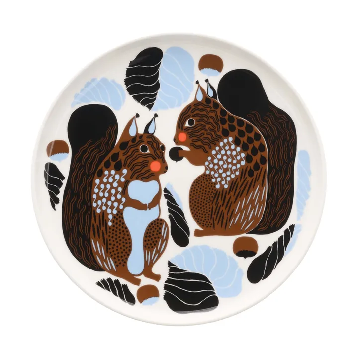 Kurre tallerken - White-brown-black-light blue - Marimekko