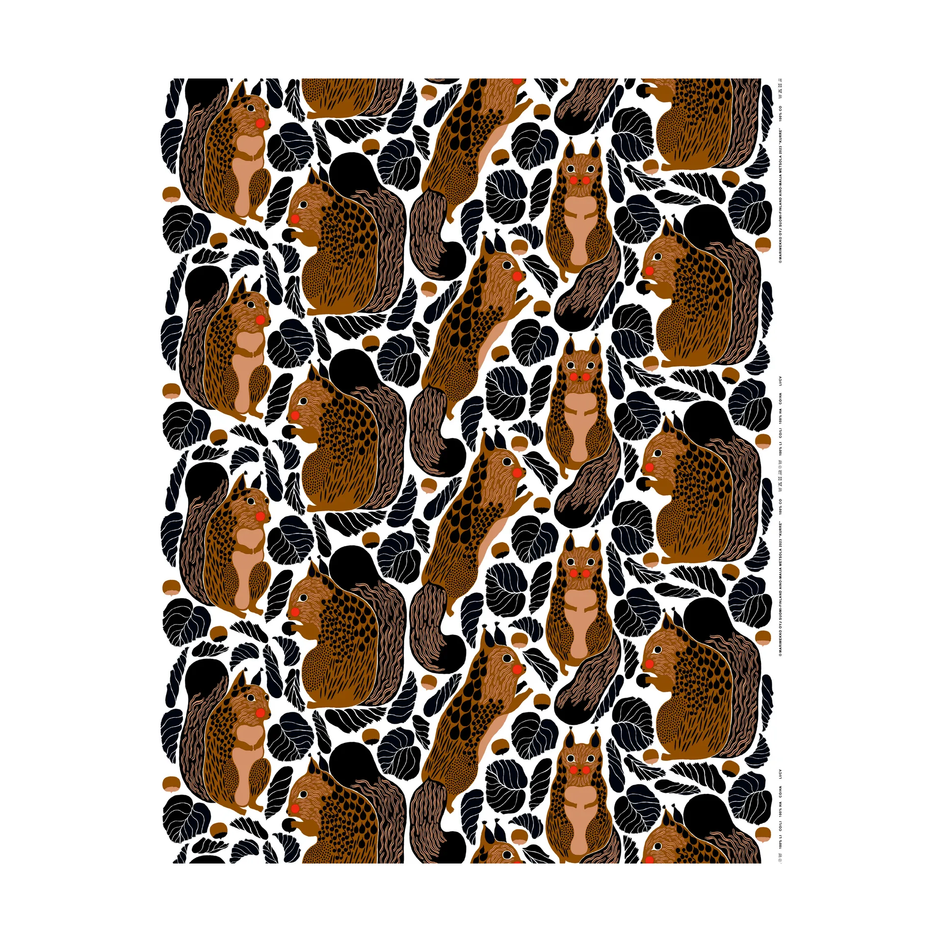 Kurre voksduk, White-brown-black-red Marimekko
