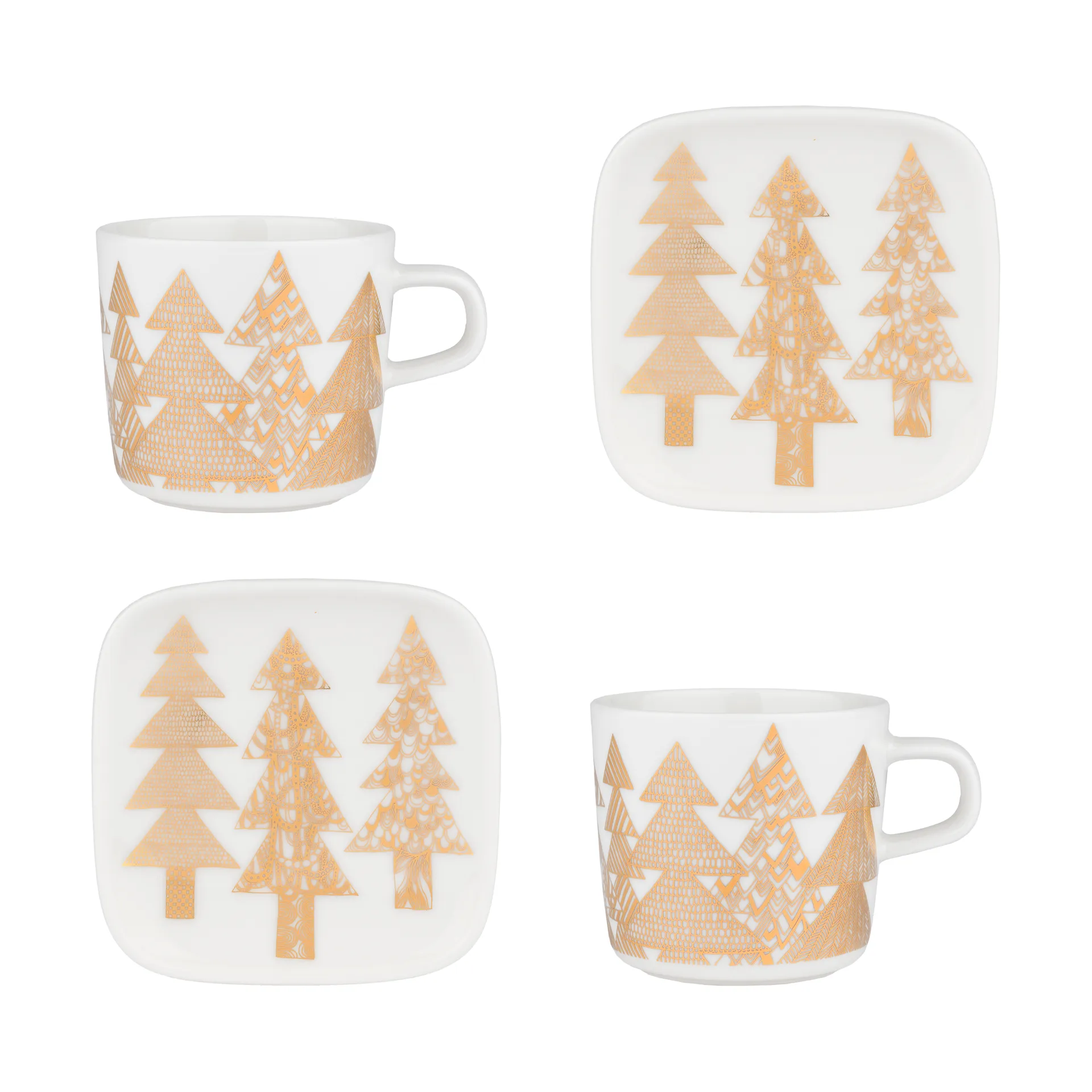 Kuusikossa kopp og tallerkensett 20 cl 4 deler, White-gold Marimekko