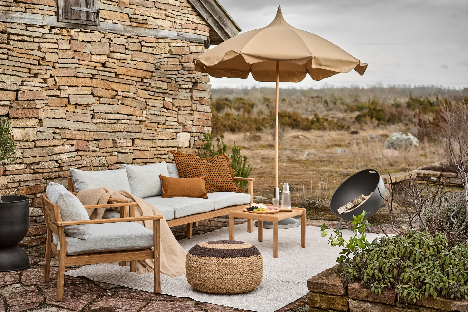 Melooni sittepuff jute, Jute-mørkebrun Marimekko