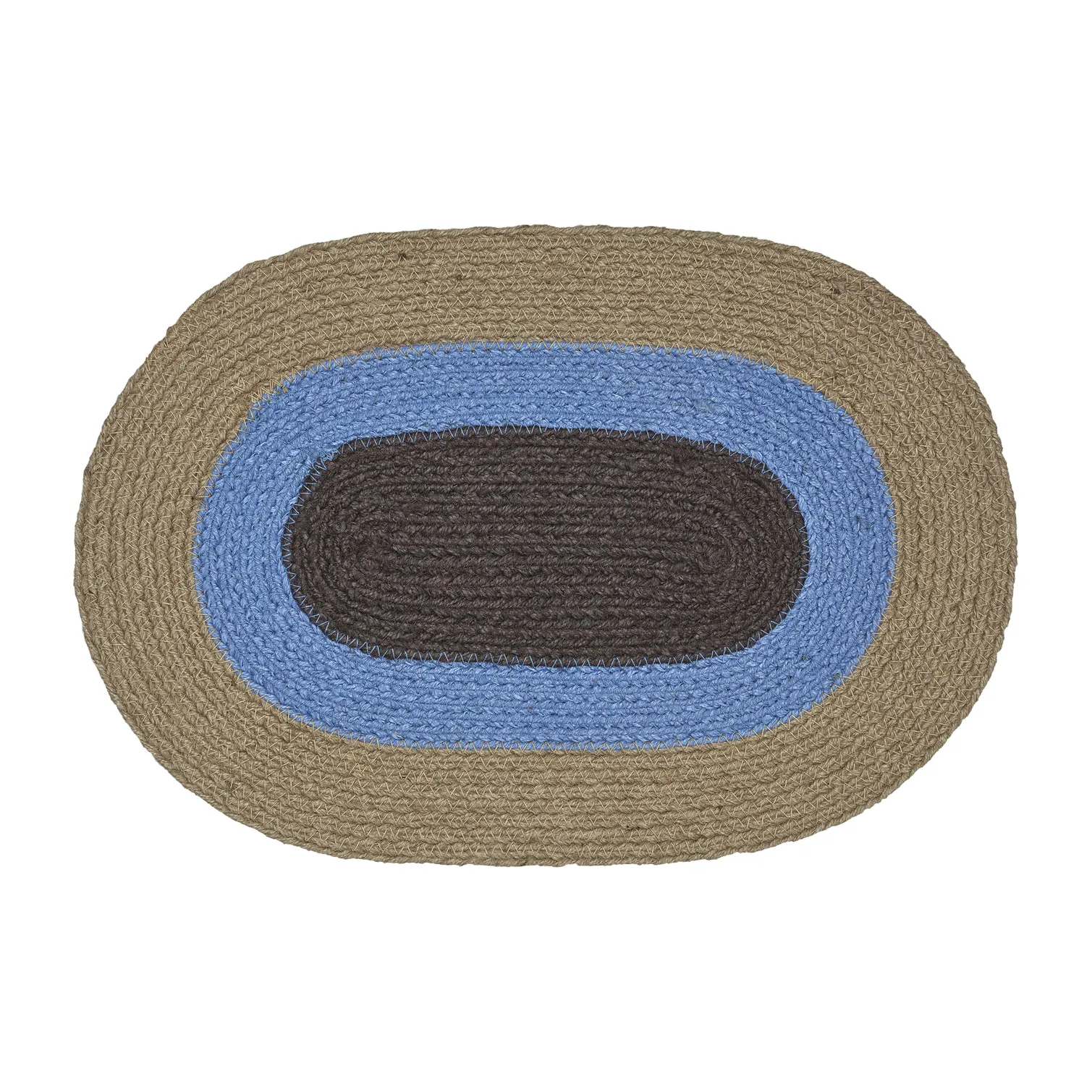 Melooni spisebrikke oval jute, Brun-blå Marimekko