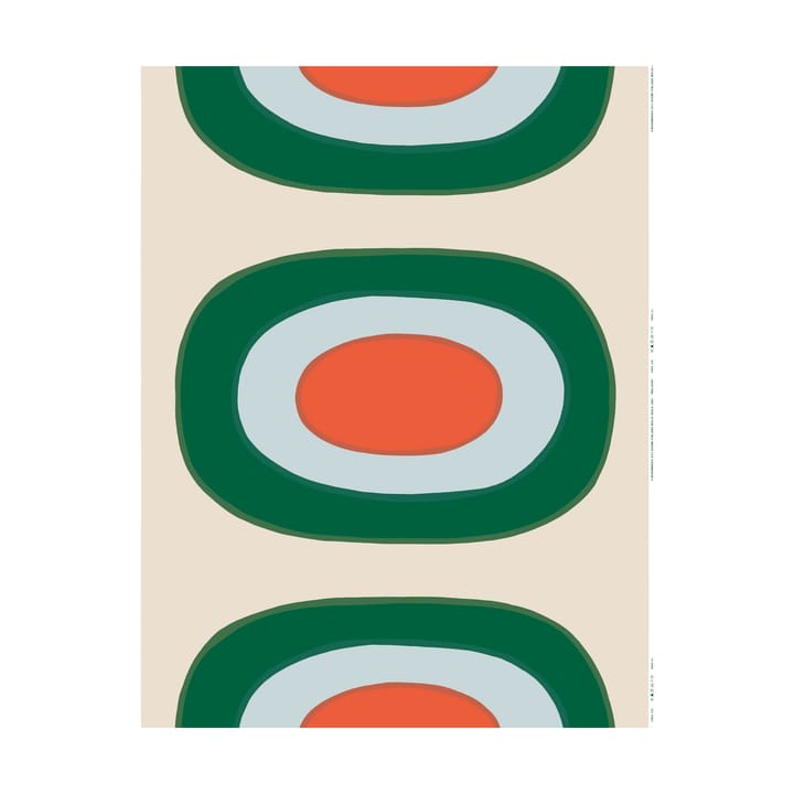 Melooni stoff bomull - Off white-grønn-lys blå-oransje - Marimekko