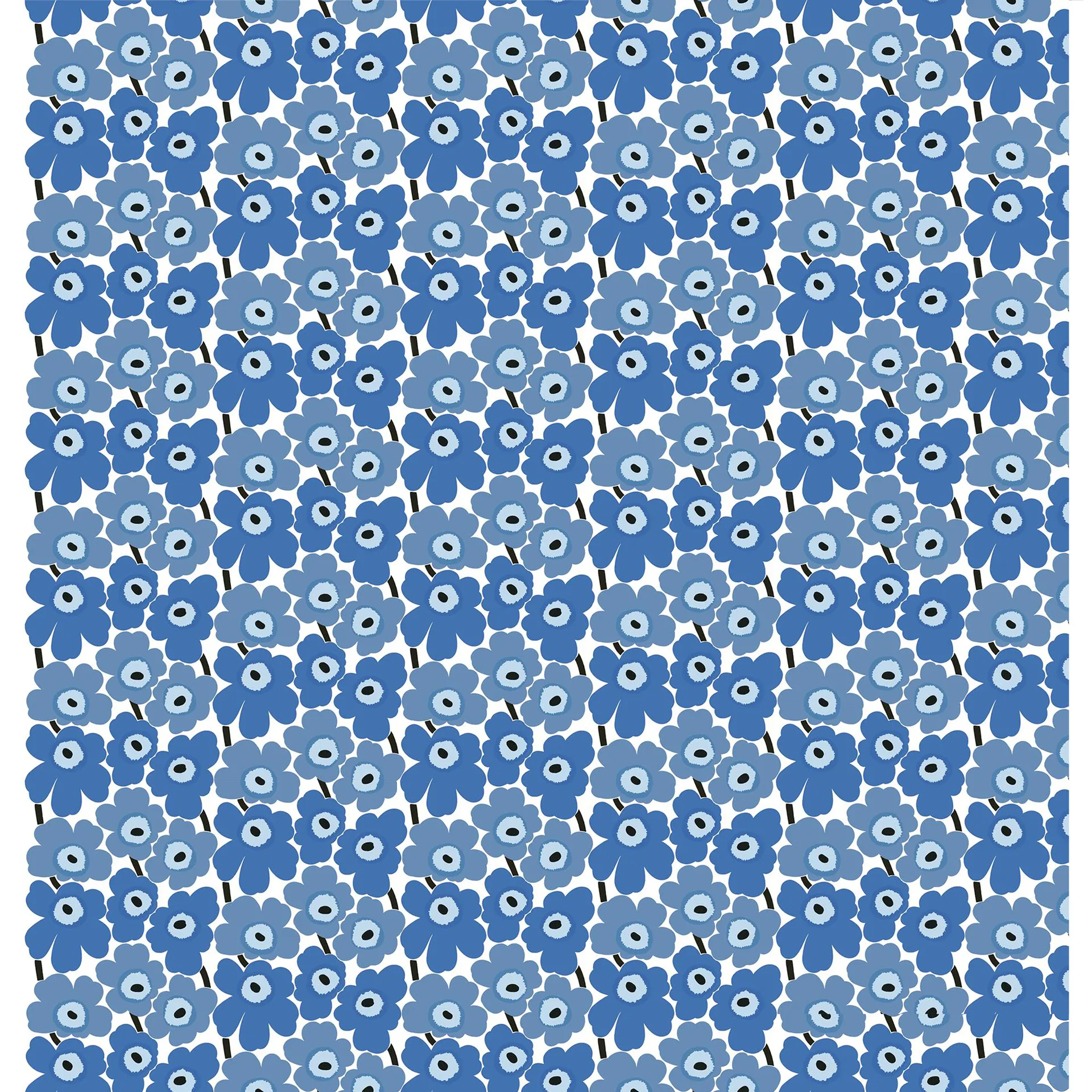 Mini-Unikko stoff, Blå-hvit Marimekko