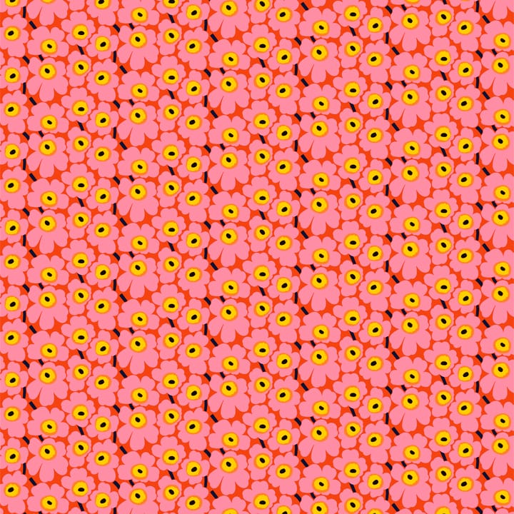 Mini-Unikko stoff - rød-rosa-gul - Marimekko