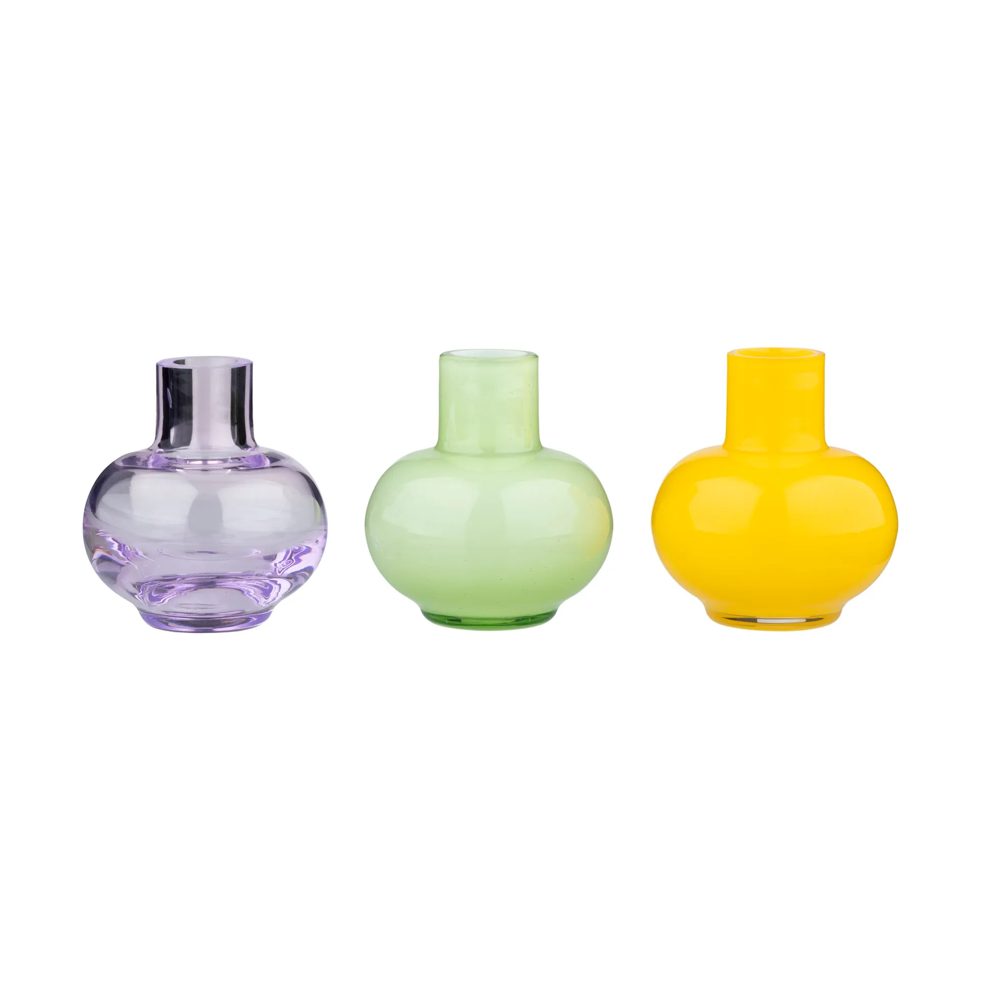 Mini vase 3 deler, Pale green-lemon-amethyst Marimekko