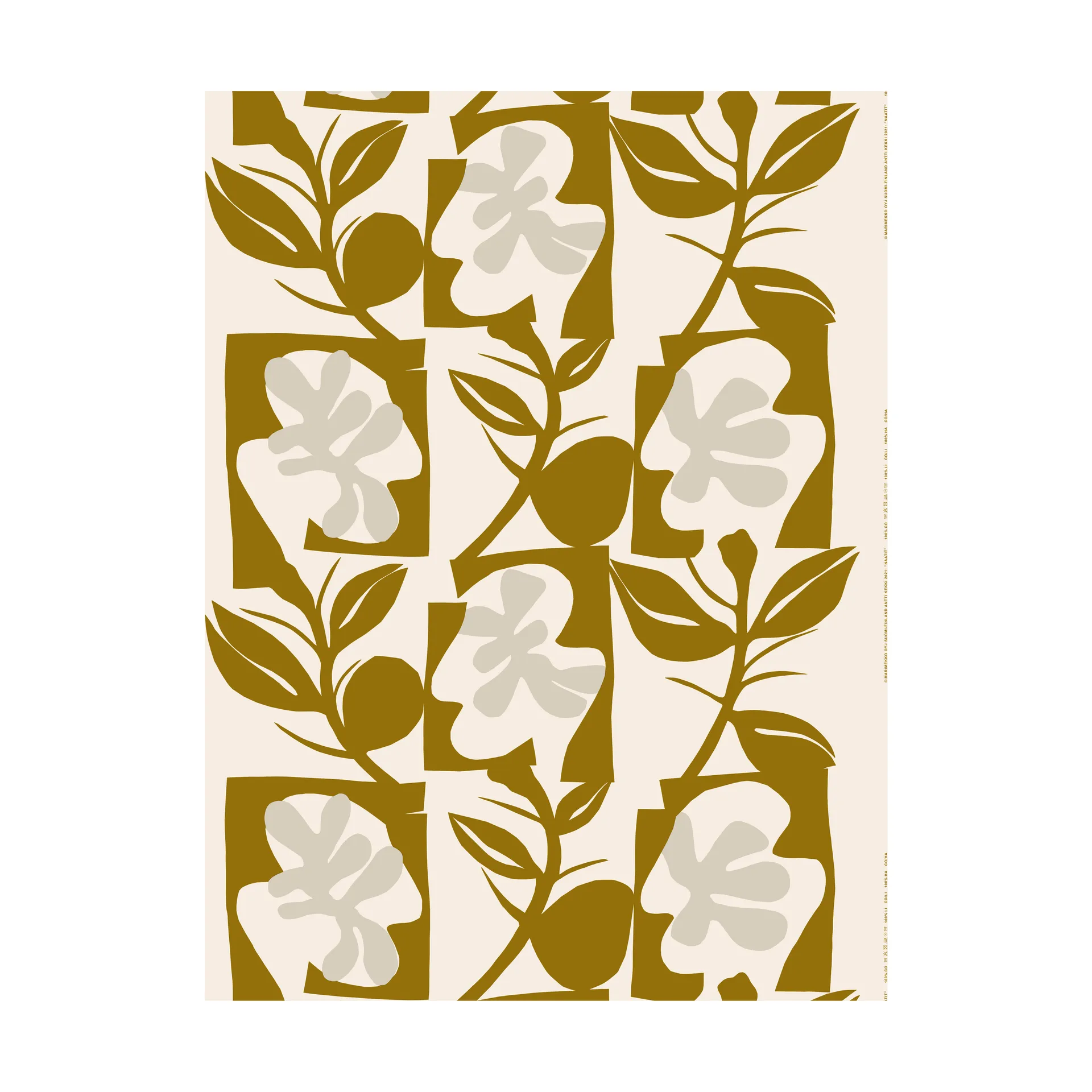 Naatit bomullstekstil, cotton-olive-grey Marimekko