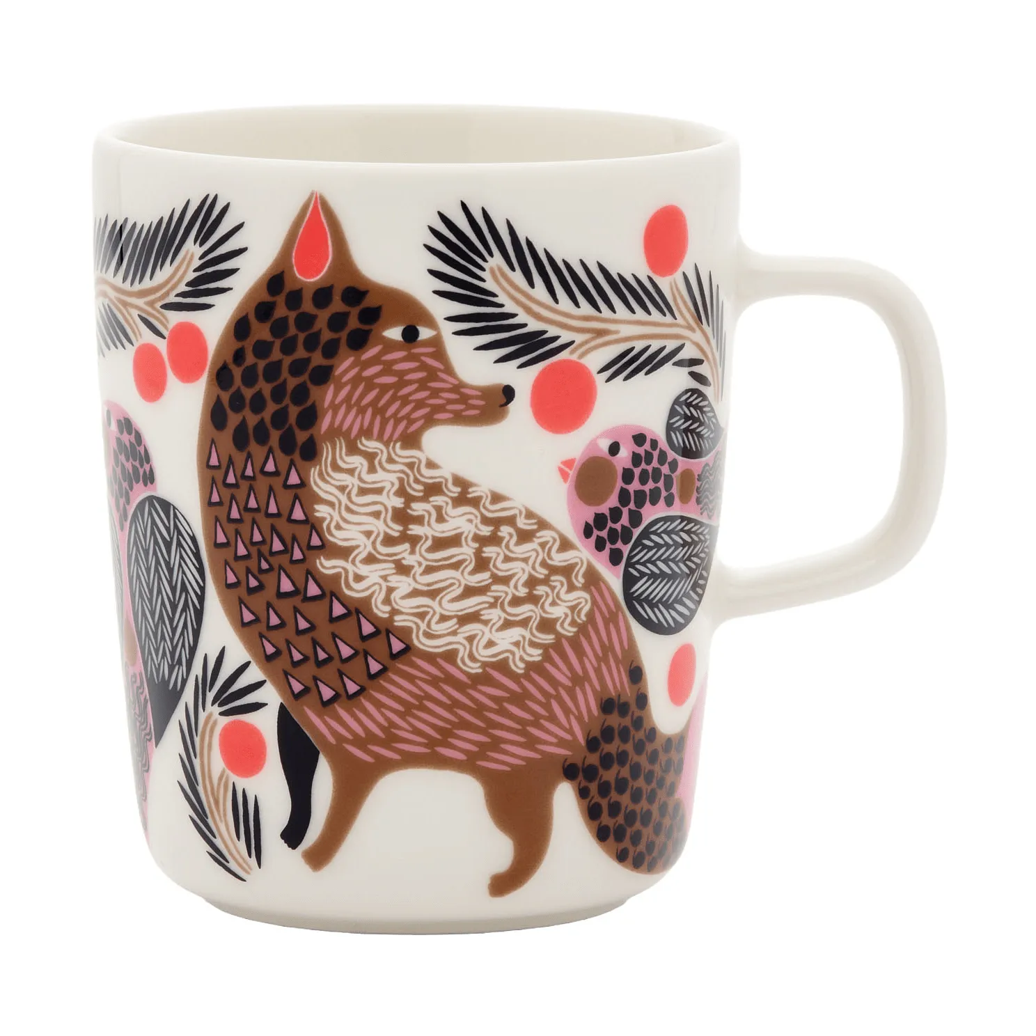 Oiva Ketunmarja kopp 25 cl, White-bronse-rosa-petrol Marimekko