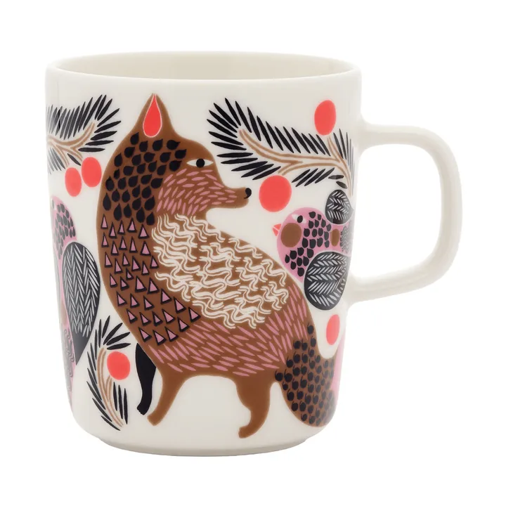 Oiva Ketunmarja kopp 25 cl - White-bronse-rosa-petrol - Marimekko