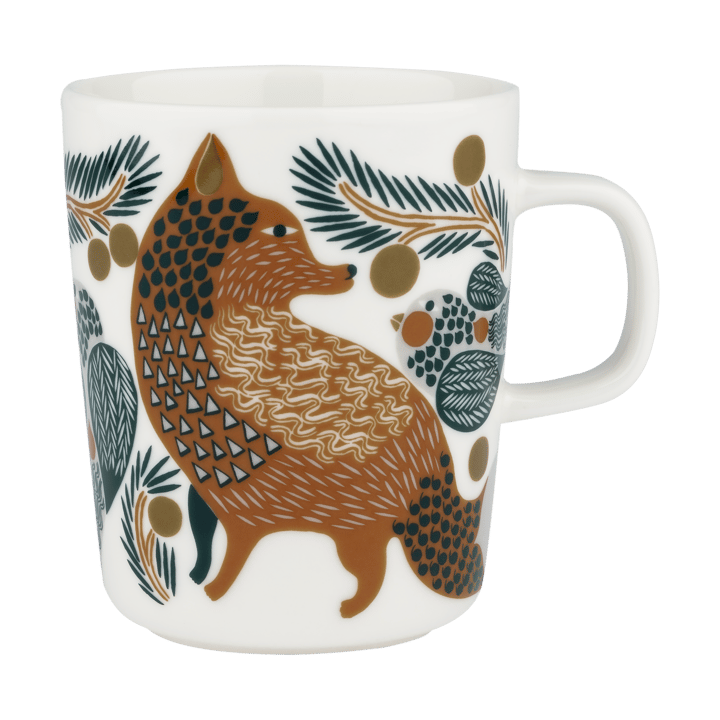 Oiva Ketunmarja kopp 25 cl - White-brown-dark green - Marimekko