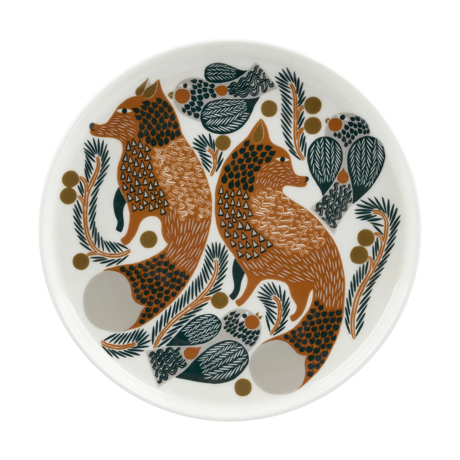Oiva Ketunmarja tallerken Ø20 cm, White-brown-dark green Marimekko