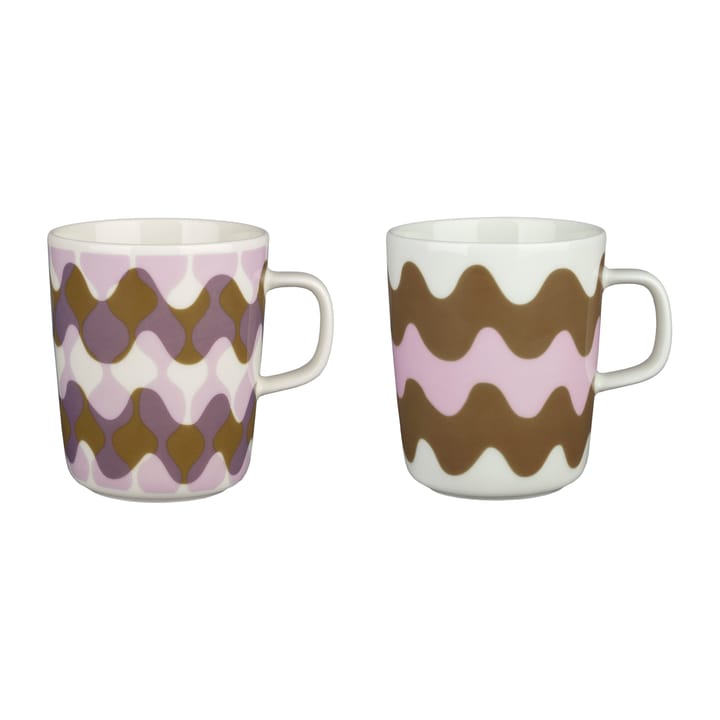 Oiva Lokki Pergola kopp 25 cl 2-pakning - Hvit-rosa-brun - Marimekko