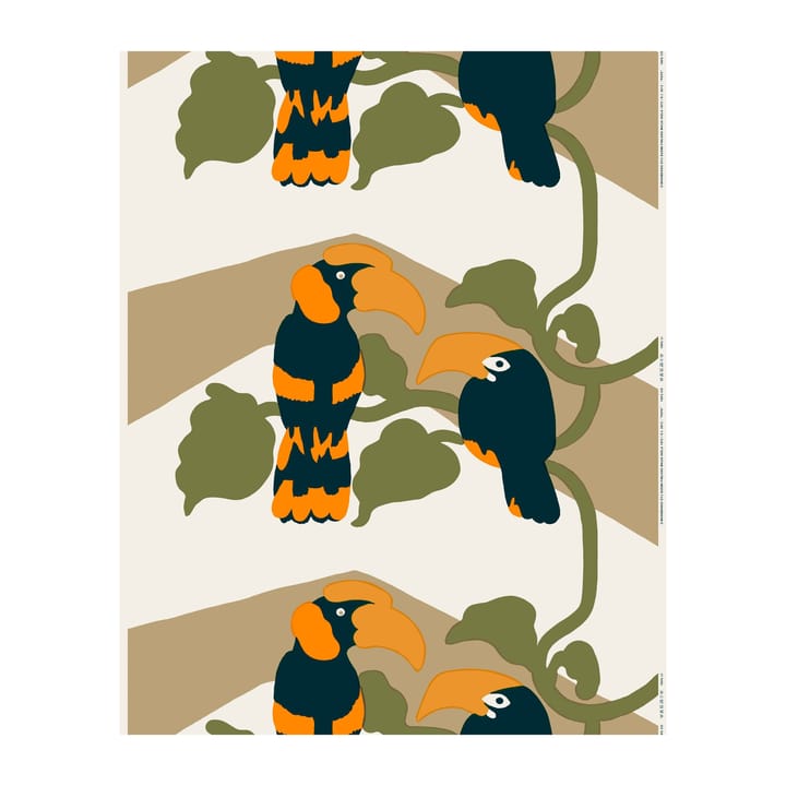 Pepe stoff, Off white-brun-oransje Marimekko