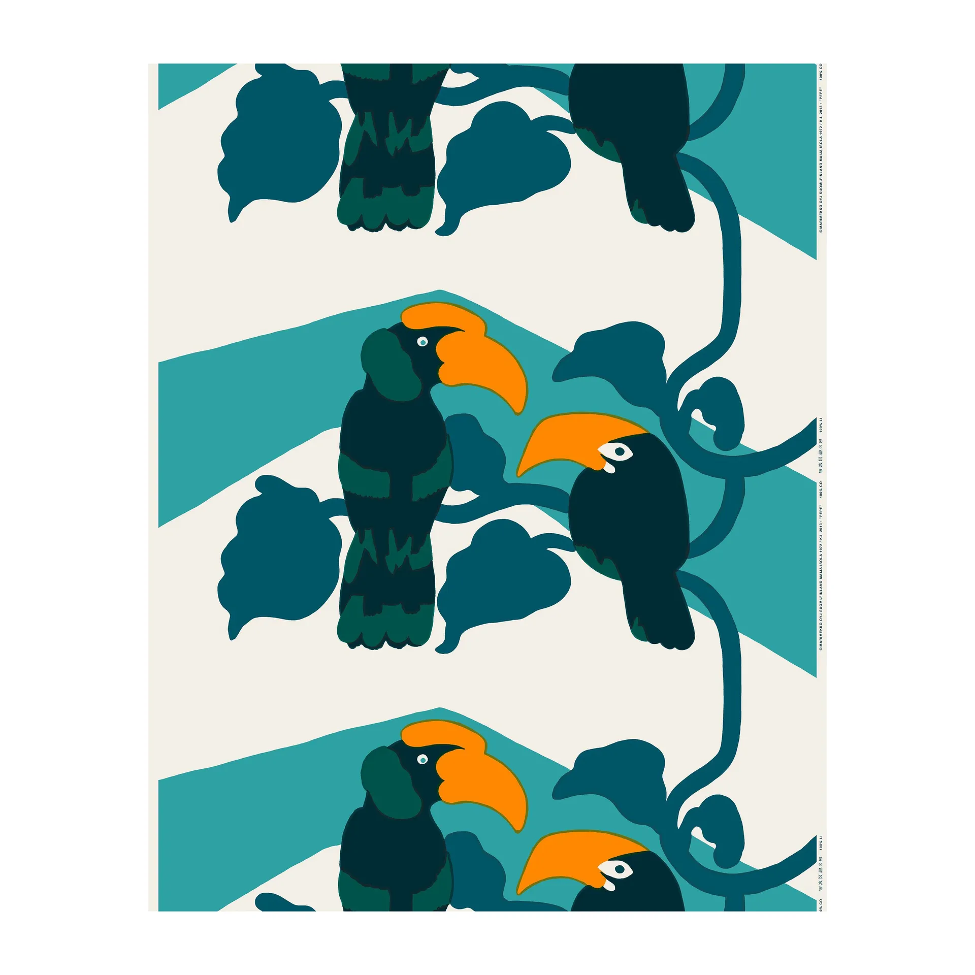 Pepe voksduk, Off white-turkis-oransje Marimekko