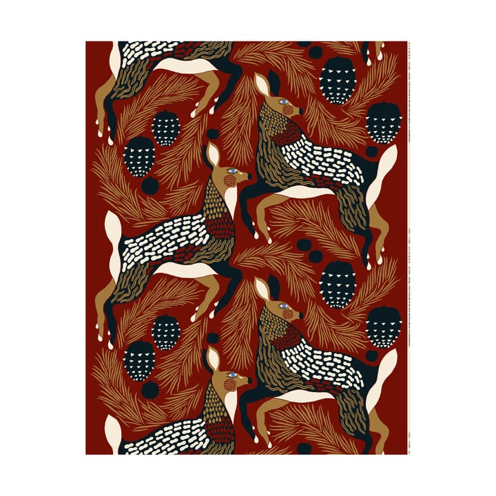 Peura tekstil bomull - Red-beige-dark blue - Marimekko
