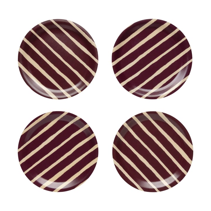 Piccolo glassbrikke Ø9 cm 4-pakning - Burgunderrød - Marimekko