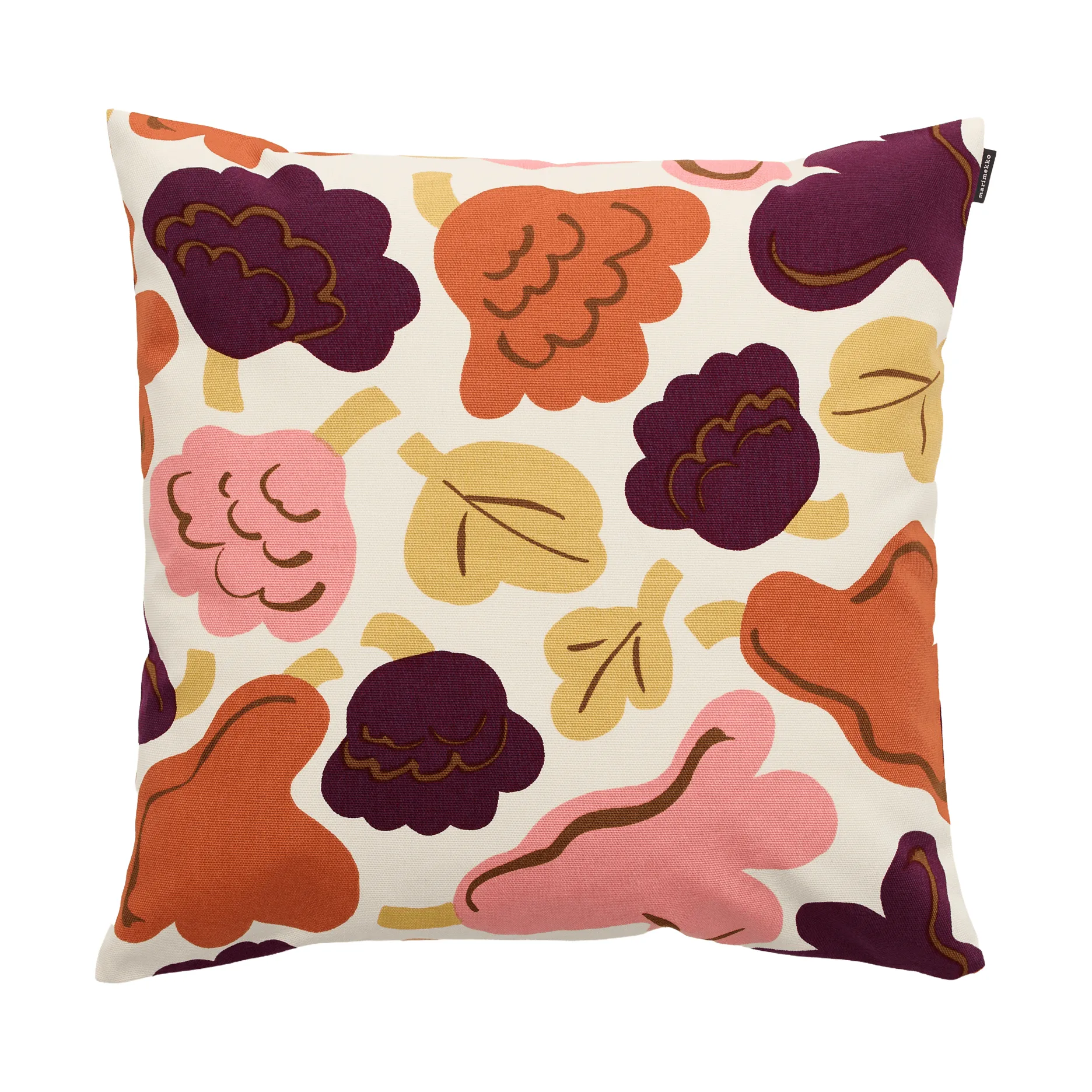 Pieni Kukasta Kukkaan putetrekk, Off white-plum-pink-terracotta, 50x50 cm Marimekko