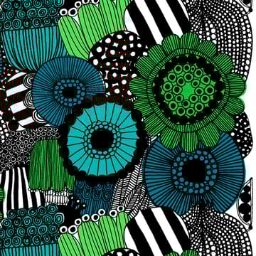 Pieni Siirtolapuutarha stoff - blå-grønn (Finland 100 år) - Marimekko