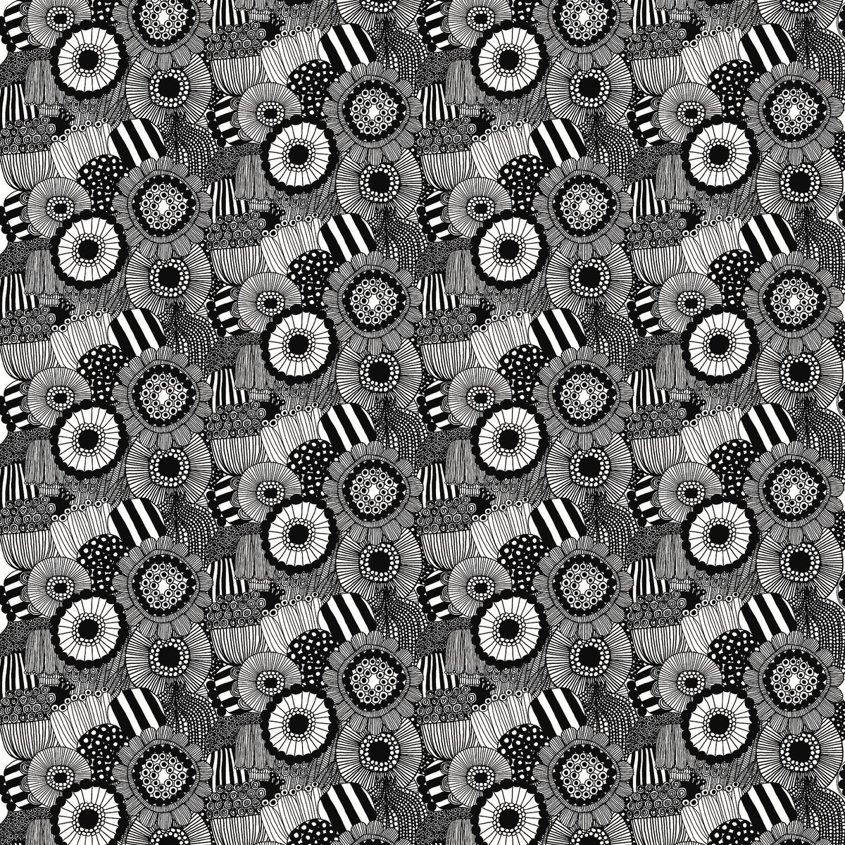 Bilde av Marimekko Pieni Siirtolapuutarha stoff Hvit-svart