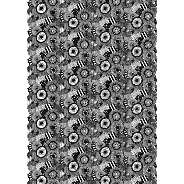 Pieni Siirtolapuutarha stoff, Hvit-svart Marimekko