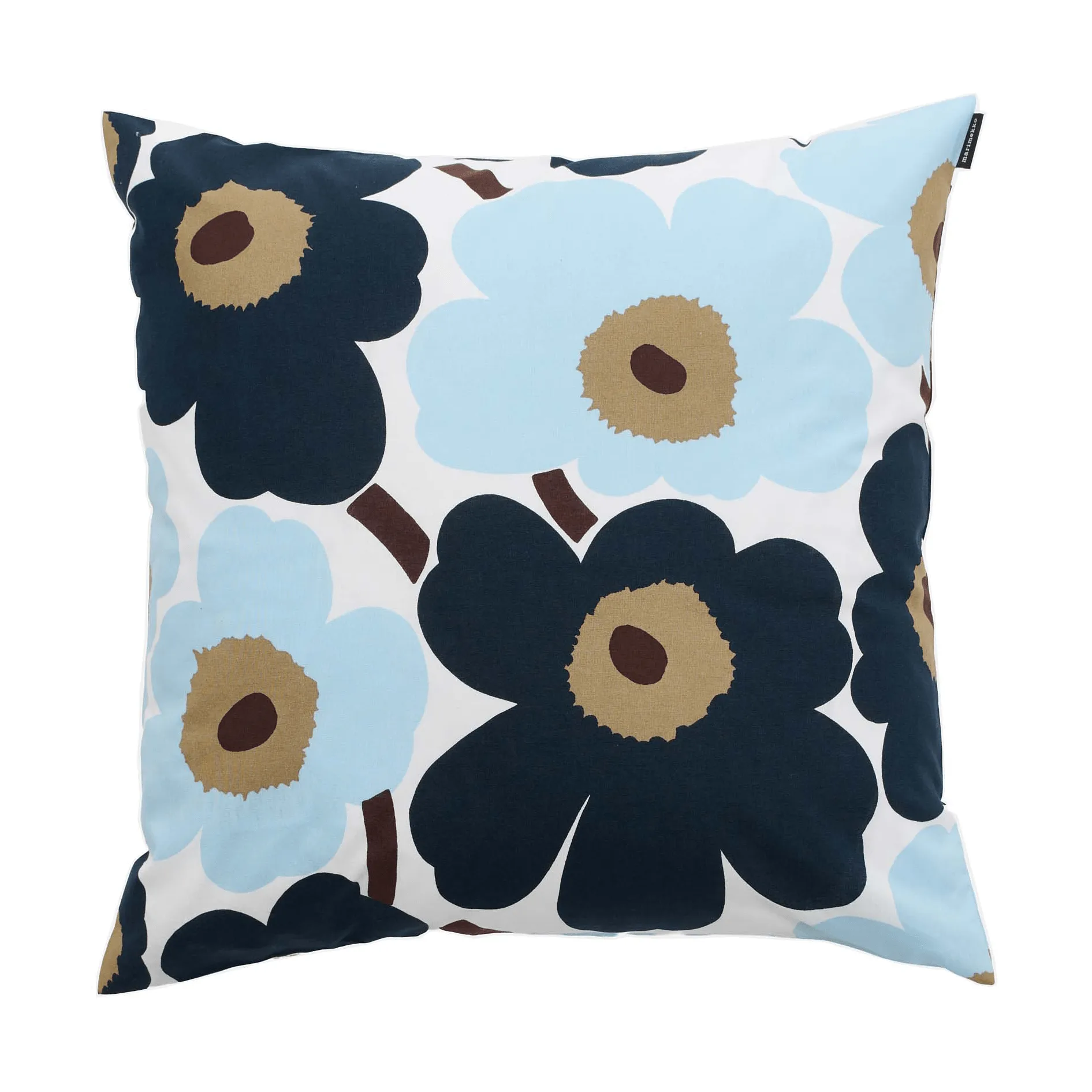 Pieni Unikko putetrekk 50x50 cm, White-blueberry-cold blue-dark brown Marimekko