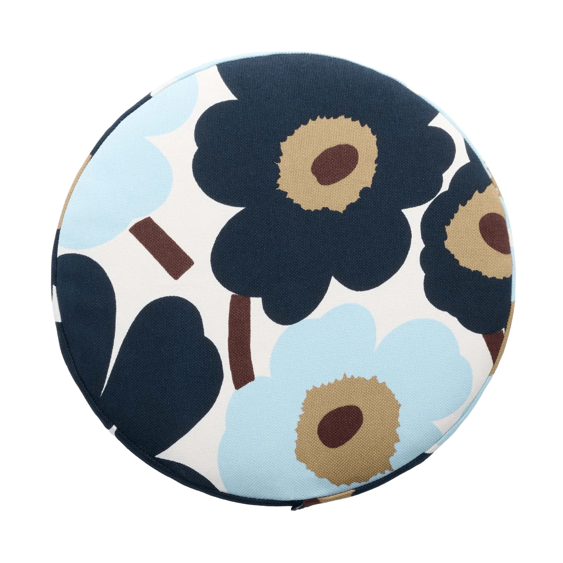 Pieni unikko rund setepute, White-blueberry-cold blue-dark brown Marimekko