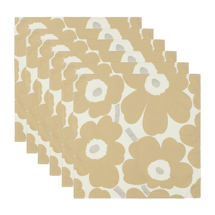 Pieni Unikko serviett 43 x 43 cm 6-pakning - Beige-silver-white - Marimekko