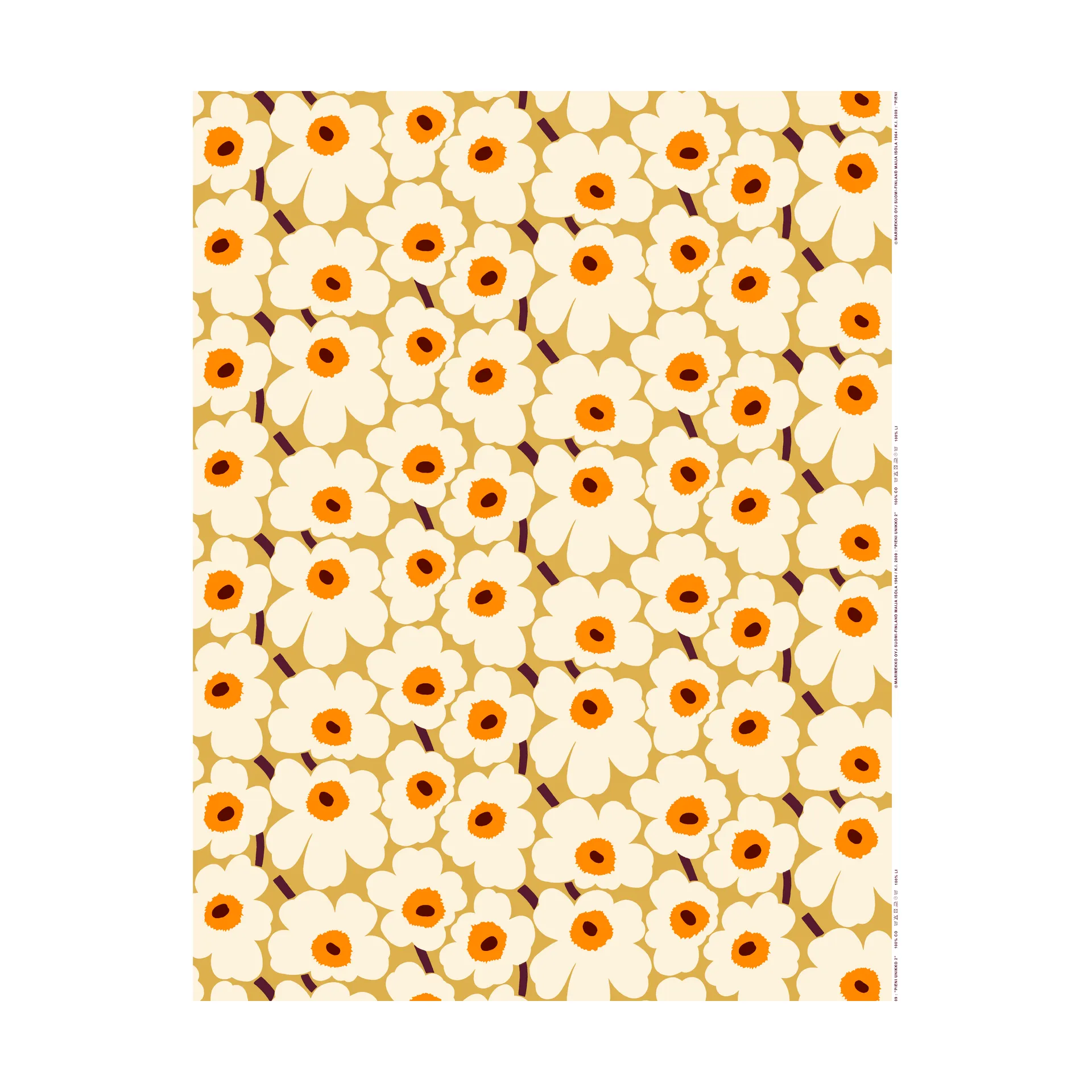 Pieni Unikko stoff bomull, Beige Marimekko