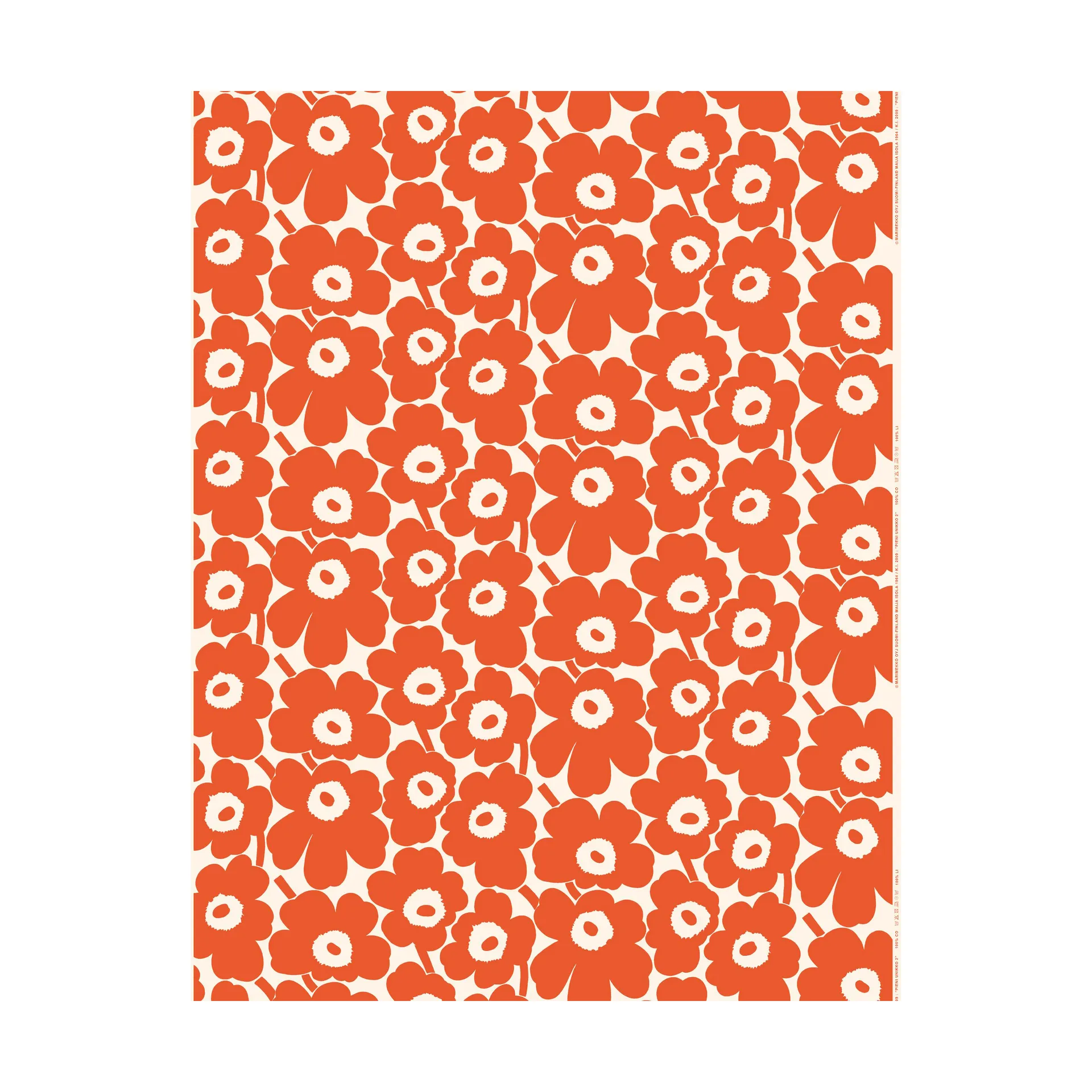 Pieni Unikko stoff bomull, Bomull-appelsin Marimekko
