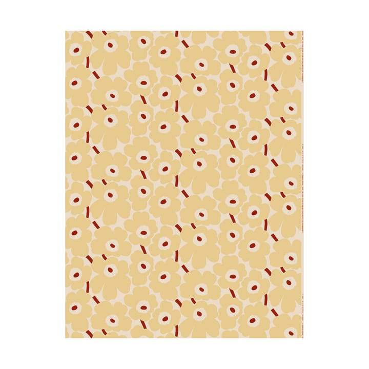 Pieni Unikko stoff bomull - Cotton-butter yellow-d.red - Marimekko