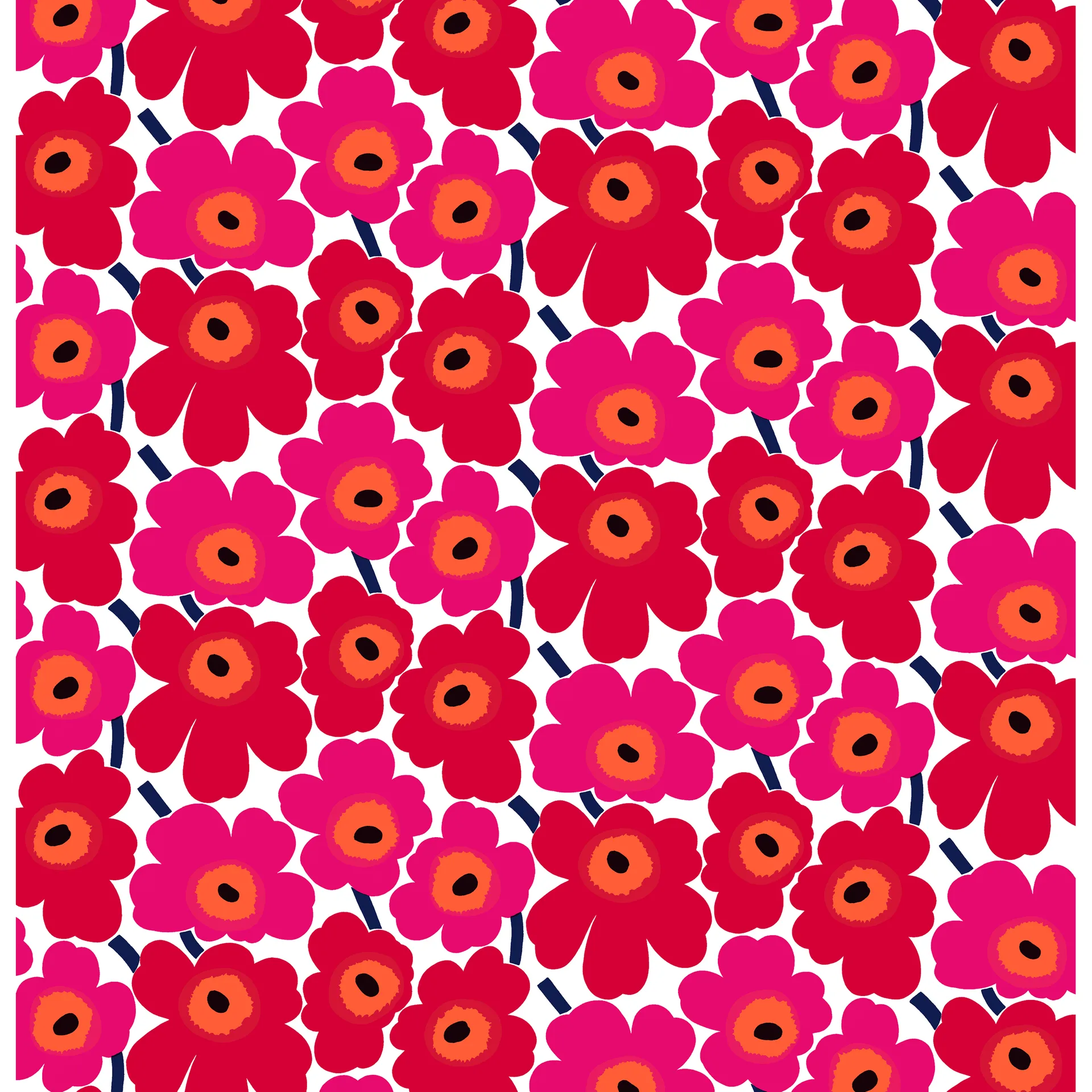 Pieni Unikko stoff bomull, rød-hvit Marimekko