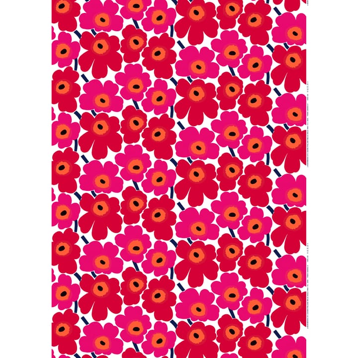 Pieni Unikko stoff bomull, rød-hvit Marimekko