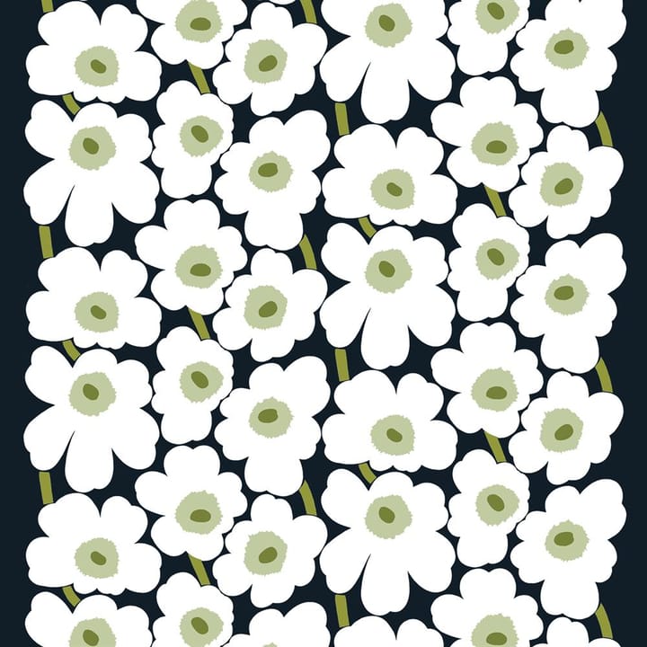 Pieni Unikko stoff bomull, svart-hvit-grønn Marimekko