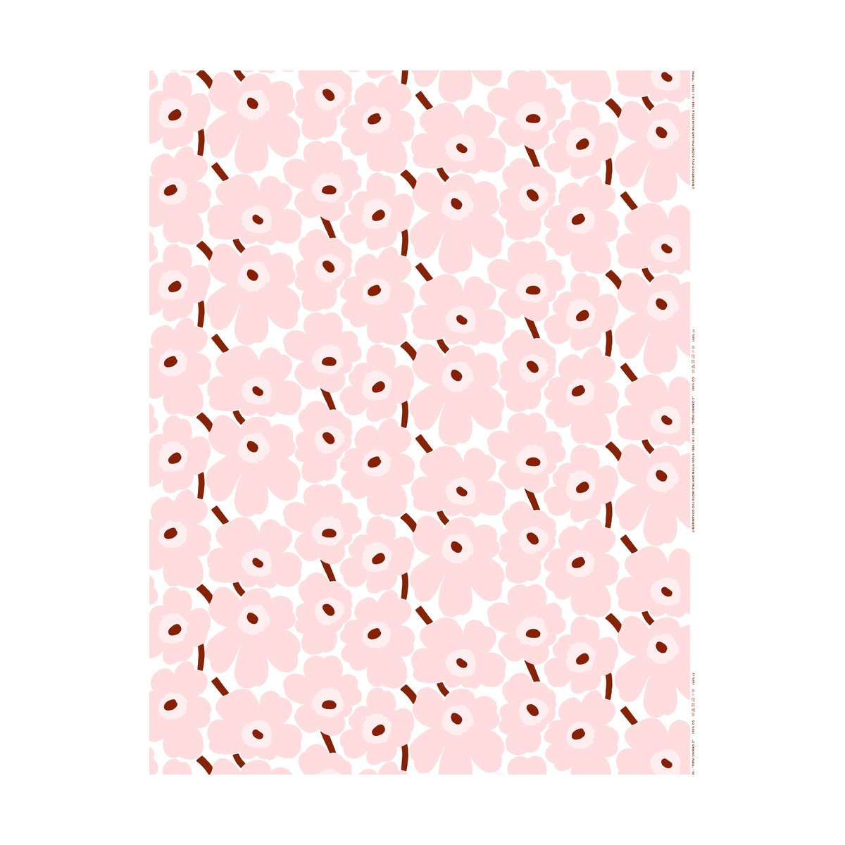 Marimekko Pieni Unikko stoff bomull White-pink-chestnut