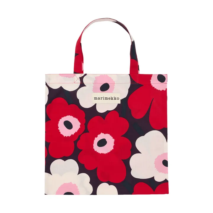 Pieni Unikko veske 44x43 cm - Plum-cranberry-off white-rose - Marimekko